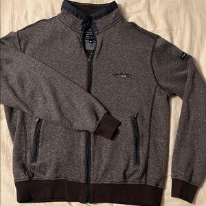 Baileys Original Trademark Brown Zip-Up Jacket with Navy Trim - men’s M